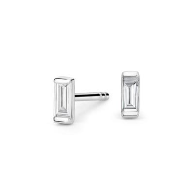 China Tasty Jewelry Minimalist Sterling Silver Mini Baguette Diamond CZ Stud Earrings From Direct Selling 925 Office/Factory Career for sale