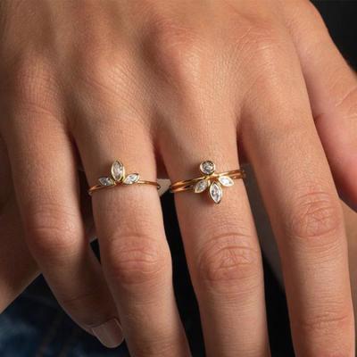 China FASHIONABLE Gold Exquisite Zircon Stacking Delicate Engagement Rings Jewelry 925 Women Silver Girls Ring for sale