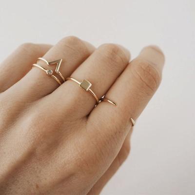 China FASHIONABLE 925 Sterling Silver Gold Plated Minimalist Rings Set Women Jewelry for sale