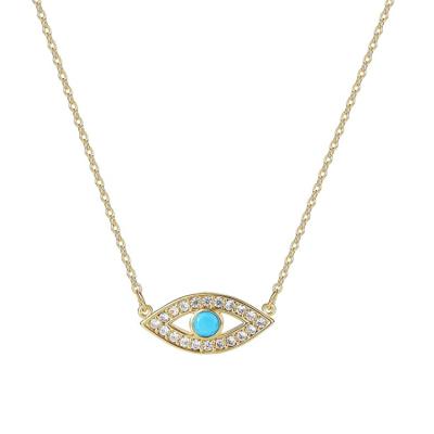 China TRENDY Minimalist 925 Sterling Silver Gold Plated Turkish Evil Eye Necklace Pendant Jewelry for sale