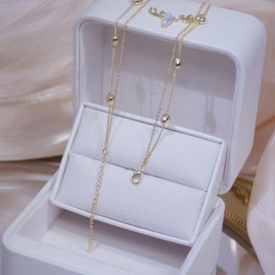 China FASHIONABLE Cubic Heart Clavicle Double Layer Necklace Real Heart Gold Pendant Necklace for sale