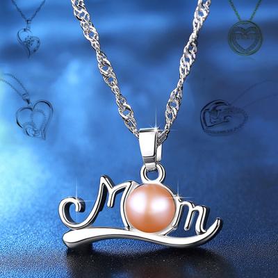 China Fashion Jewelry Crystal Silver Custom Mother Daughter Gold Pearl Heart Women Mother's Day Gift Baby Mom Pendant Necklace for sale