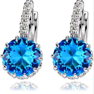 China Cute Crystal Earrings Round Earrings Love Earring Fashion 925 Sterling Silver Female Earring for sale