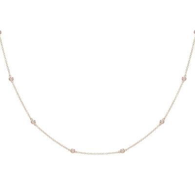 China Diamond Bezel Dainty Chain Choker Necklace 14K Solid Gold Necklace Fashion Jewelry for sale