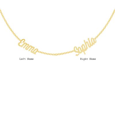 China Wholesale Beautiful Real 14K Gold Can Be Customized Two Name Necklace for sale