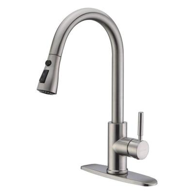 China WEWE Electric Faucets Single Handle High Arc Stainless Steel Brushed Nickel Pull Out Kitchen Sink Faucet for sale