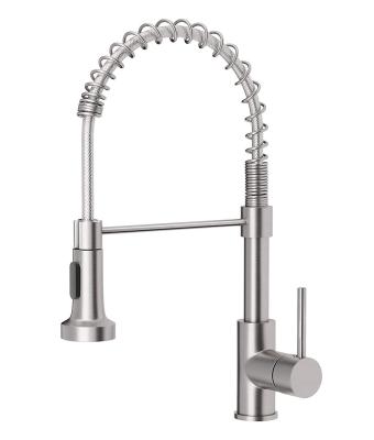 China GALENPOOKitchen Contemporary Faucets Low Lead Commercial Solid Brass Single Handle Single Lever Pull Down Sprayer Spring Kitchen Sink Faucet for sale