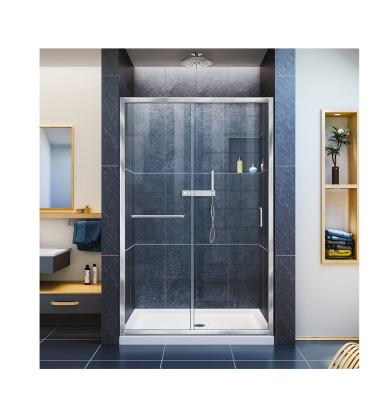 China Contemporary Customize Project Used Semi-Frameless Sliding Shower Enclosure Door, Clear Glass in Chrome for sale