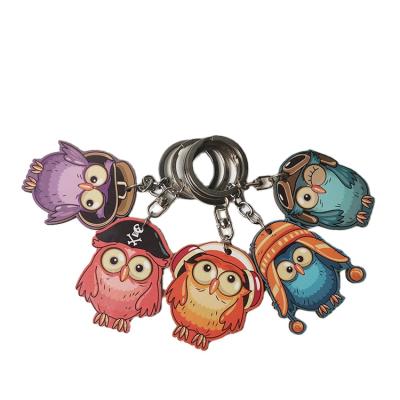 China Promotion Gift JIACAI Custom Shape Design Cute Owl Bilateral Printing Key Chain for sale