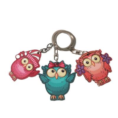 China Promotion Gift JIACAI Custom Souvenir Shape Designer Owl Bilateral Printing Key Chain for sale