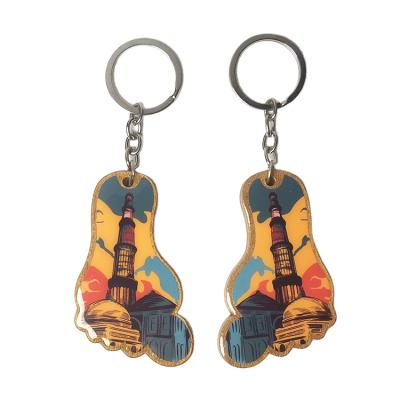 China Promotion Gift Maker Wooden High Translucent Epoxy Crystal Custom Key Chain Key Chain for sale