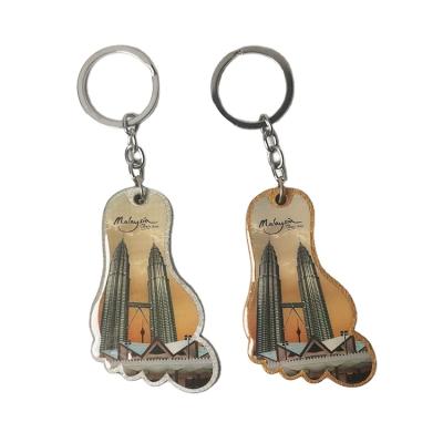 China Promotion Gift Custom Souvenirs High Key Key Chain Custom Shape Clear Epoxy Painted Wooden Key Chain Malaysia for sale