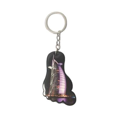 China Custom Promotion Gift Souvenir Key Chain Custom Shape Painted Wooden Key Chain Dubai Key Chain for sale