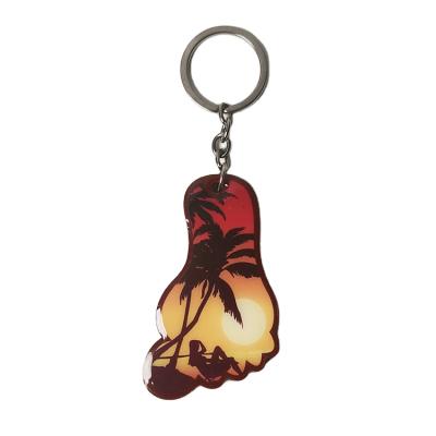 China Promotion Gift Custom Shape Wooden Holiday Key Chains Clear Epoxy Painted Key Chain High for sale