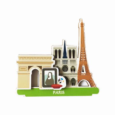 China Eco-Freindly Makers Custom Made Wooden Paris Souvenirs 3D Fridge Magnets for sale