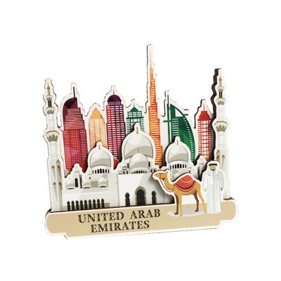 China Eco-Freindly United Arab Emirates Wholesale 3D Customization Personalized Souvenirs Wooden Fridge Magnets for sale