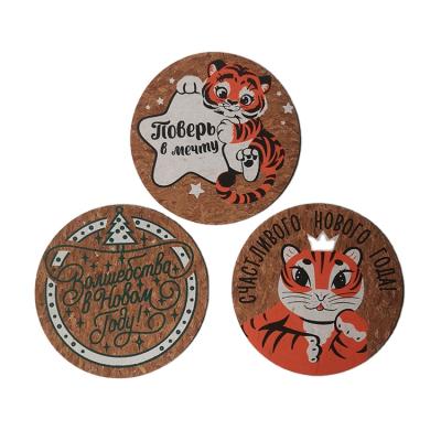 China Professional Custom Christmas Country Factory Waterproof Pattern Cork Coaster for sale