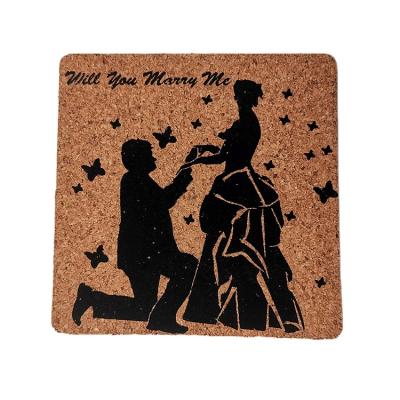 China Manufacturer Stocked Custom Design Cork Proposal Theme Coaster Skidproof And Waterproof Custom for sale