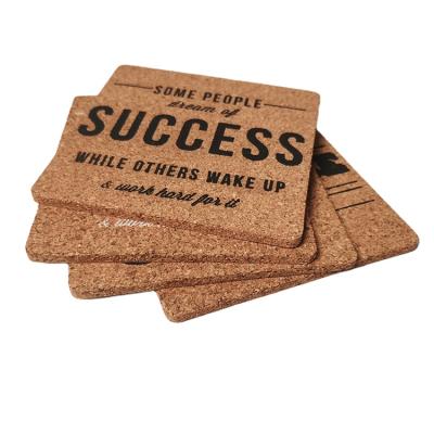 China Manufacturer Stocked Custom Design Custom Printing Cork Wood Waterproof Skidproof Success Coaster for sale