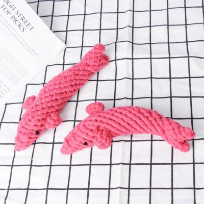 China Wholesale Custom Logo Manufacturer Cotton Rope Bite Stored Dolphin Dog Heavy Duty Animal Toy for sale