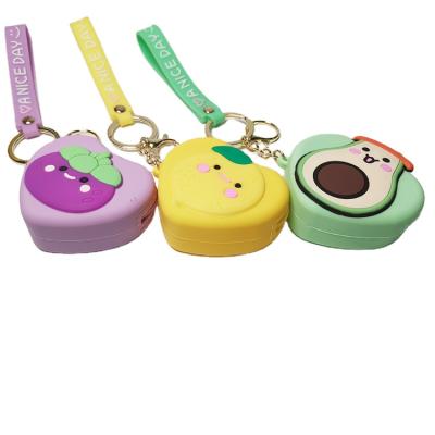 China Mini Wallet Bag Silicone Key Chain Funny Purse Cute Fruit Shape Storage Pocket Cartoon Monster Coin Purse for sale