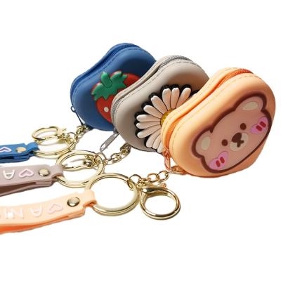 China Wholesale Chain Key Storage Pocket Kids Coin Purse Cute Silicone Mini Coin Purse Wallet Cartoon Coin Purse for sale