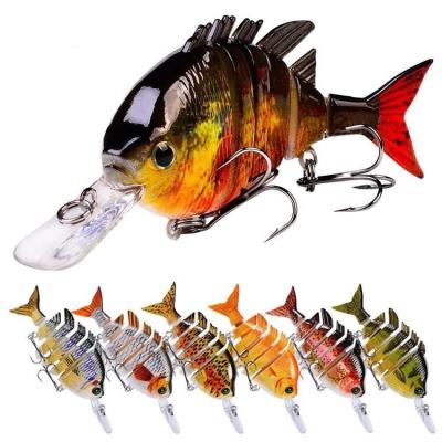 China Runtoo 100mm ABS Fishing Lures 14g 6 Colors Hard Bait 6 Segments Lifelike Swimbait Bass Multi Jointed Minnow Lure for sale