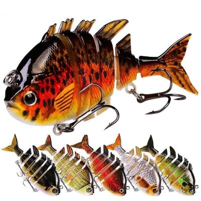 China Runtoo 80mm Multi Jointed Hard 14g ABS Fishing Lure 6 Section Minnow Bass Fishing Lure Artificial Hard Lure for sale