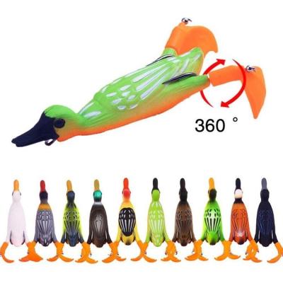 China ABS RUNTOO 8cm 12g Fishing Rattles Topwater Bionic Fishing Lures for Bass Floating Lures Duck Fishing Groundbaits with Double Hooks for sale