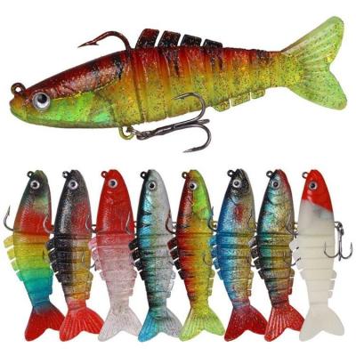 China Silicone RUNTOO 9cm Saltwater 17.5g Soft Live Fish 3D Eyes Fishing Lure Artificial VIB Bait Joint Jig Bionic Bait for sale