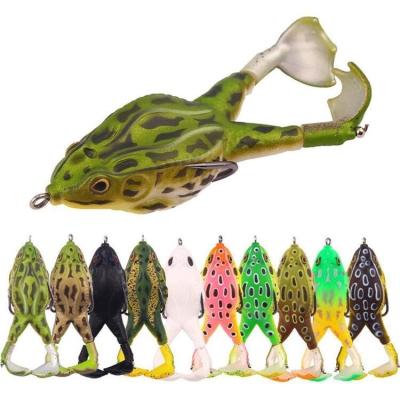 China RUNTOO Silicone Soft Bait With Spinner Tail Bass Fish Lure Topwater Floating Frog Snakehead Lure for sale