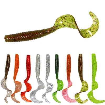 China RUNTOO 80mm Silicone Long Tail 4.2g Soft Lures Worm Worm Plastic Realistic Worm Fishing Lures Baits for sale