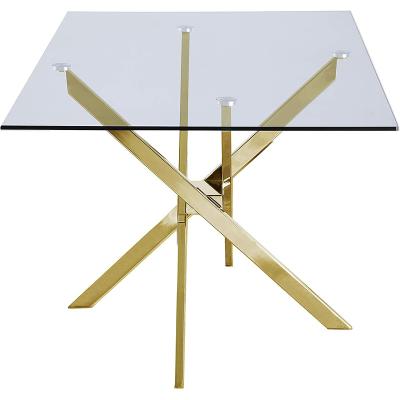 China New Design Dining Table Cover(Other)Factory Direct Sales Fashion Design Metal Table Top Adjustable Nordic High End Square Glass Table Legs for sale