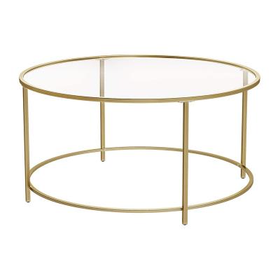 China Factory direct sales design stainless steel wholesale luxury adjustable table stand gold glass coffee table (other) set home furniture for sale