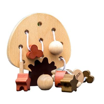 China Educational Toy Wooden Preschool Tree Lacing Beads for Kids Early education busy board Beads wooden tree with string lacing beads toy for sale