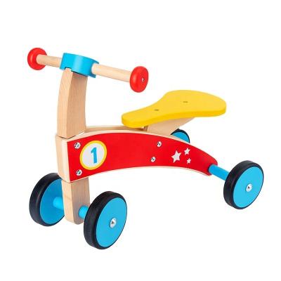 China Ride On Toy Beech Wood Rolling Wooden Baby Walker Walking Bike With 4 Rubber Wheels for kids for sale