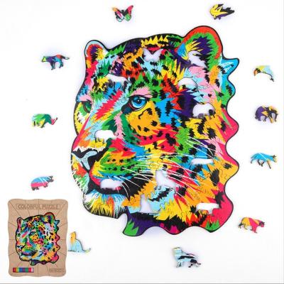 China Hot DIY Jigsaw Amazon Selling Dragon Tiger Lion Cat Leopard Wolf Wooden Puzzle Jigsaw Best Gift for Adults and Kids Unique Shape Puzzle for sale