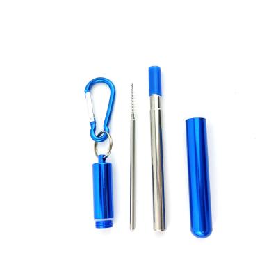 China Durable Portable Retractable Stainless Steel Folding Metal Telescopic With Carabiner for sale