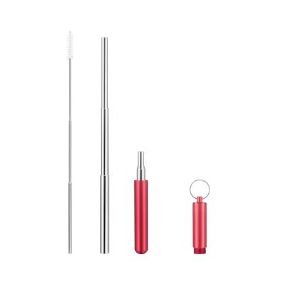 China Viable Wholesale Reusable Stainless Steel Metal Straws, Collapsible Telescopic Drinking Straw With Aluminum Case for sale