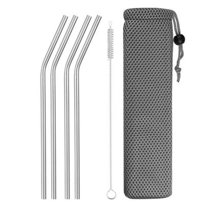 China Stainless Steel Bent Straight Drinks Straw Sturdy Drinking Straws 4/8Pcs 304 Metal Viable Reusable for sale