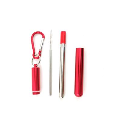 China Custom Reusable Straws Viable Collapsible Drinking Straws Red Color With Your Logo for sale