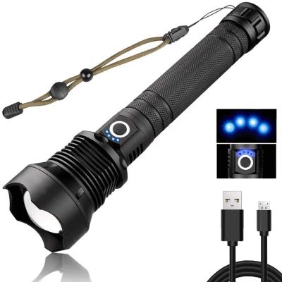 China Super Bright Portable Outdoor Light Portable Emergency Water Resistant Camping Flashlight Torch Rechargeable Tactical Flashlight for sale