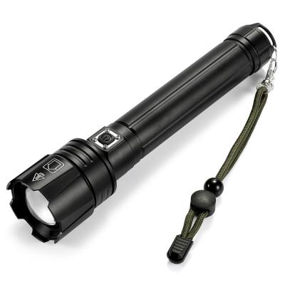 China Super Bright Powerful Zoom LED Tactical Flashlight Rechargeable Waterproof XHP90.2 Emergency Flashlight Spotlight for sale