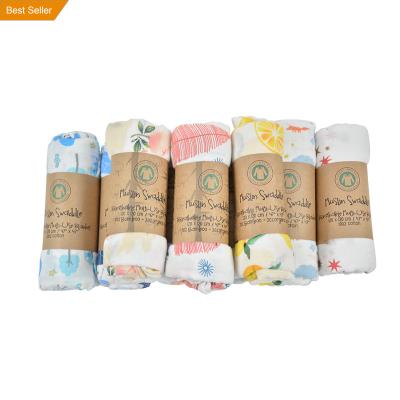 China PORTABLE New Design Soft Custom Print Breathable Cotton Baby Muslin Wraps for sale