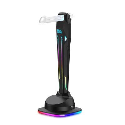 China ABS USB C RGB Controllable Gaming Headset Stand LED Lights Earphone Stand Support USB 2.0 HUB Docking Station FCC Certificated for sale