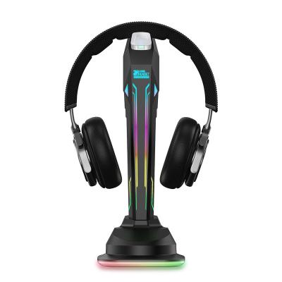 China ABS Support Custom Desktop Gaming Earphone Stand Display Holder Headset Headset RGB RGB With USB Charger for sale