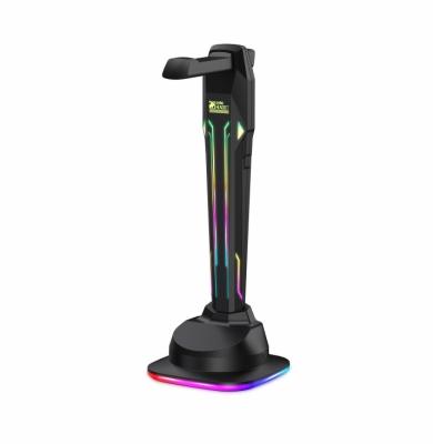 China Video Game Player Desktop Headset Stand for Gaming PC Accessories Earphone Stand RGB Gaming Stand with 4 USB 2.0 Ports Charger Port for sale