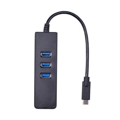 China Plug & Play Custom Logo Available 4 In 1 4 Port Converter 3 USB 3.0 Ports 1 Type C Hub Internet Interface For PC for sale