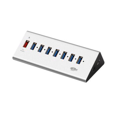 China Plug and Play 8 in 1 Aluminum USB Hub QC 3.0 Power Supply High Port USB 3.0 Port Speed ​​up to 5Gbps to USB 3.0 Hub (Silver) for sale