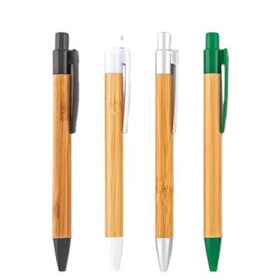 China Fluently Writing Pen Black Ink Bamboo Wooden Retractable Ball Pens 0.7mm 1.0mm Tip For Writing School Supplies for sale